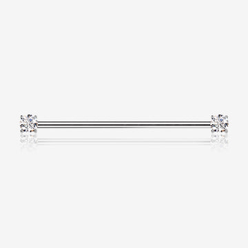 Implant Grade Titanium OneFit Threadless Prong Gem Sparkle Industrial Barbell-Clear Gem
